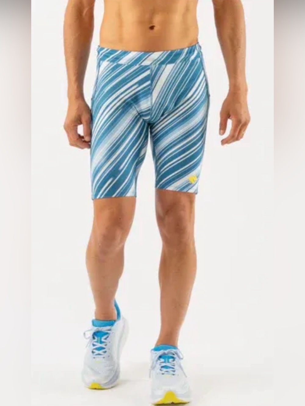 Rabbit Speedsters Men’s Half Tights Medium Blue Wave Running Shorts UPF 50+